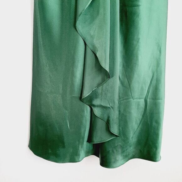 MARINA | Satin Empire Waist Front Drape Maxi Dress Green Sz 6 - Picture 6 of 16
